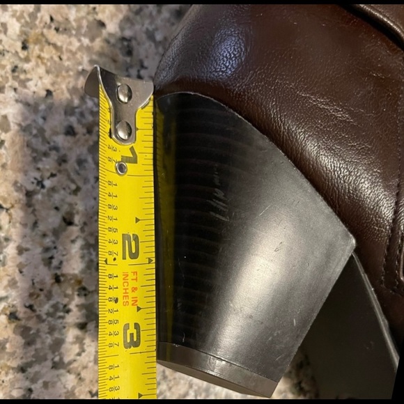 Bongo Faux Leather Studded Dark Brown Slouchy Tall Boots 3” Heels Sz 8.5 - Picture 10 of 11